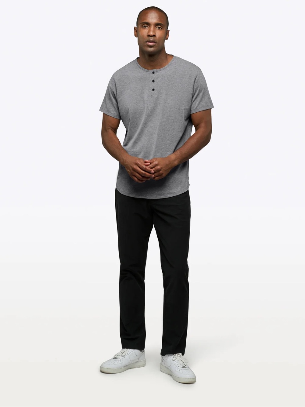CUTS AO Henley Curve-Hem - M Heather Grey - Picture 3 of 6